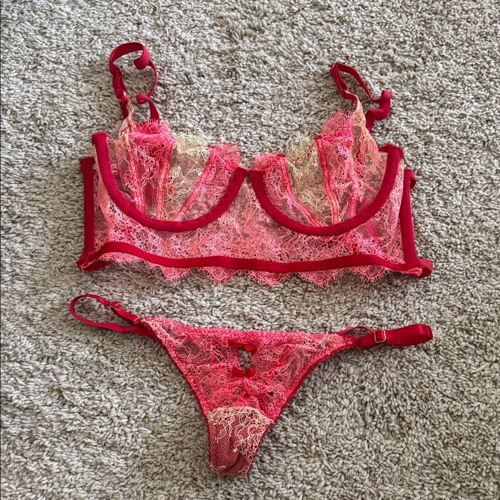 Elegant Red Lace Lingerie Set